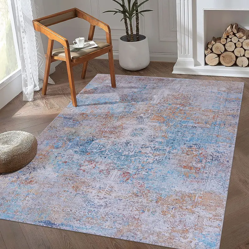 Maval 8′ x 10′ Yellow Washable Area Rug