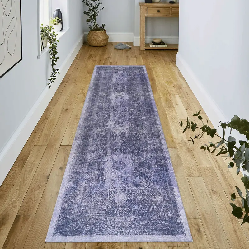 Maval Anthracite Machine-Washable Runner Rug (2’6″ x 10′)