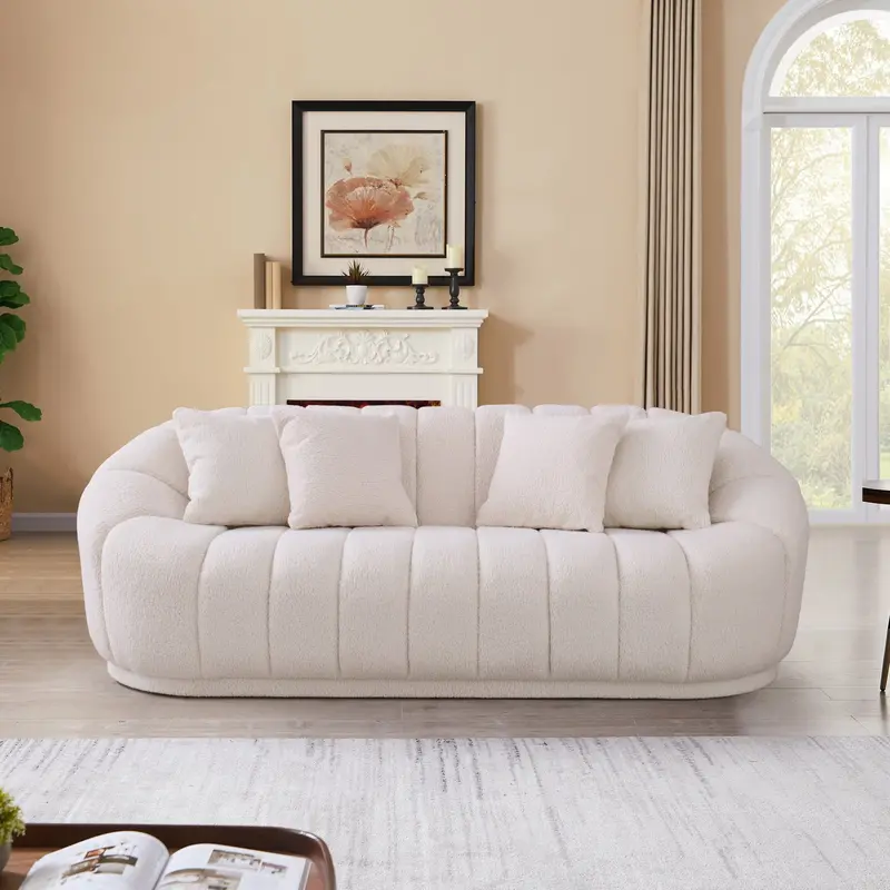 Maximilian Japandi-Inspired Bouclé Sofa with Tight Back Design