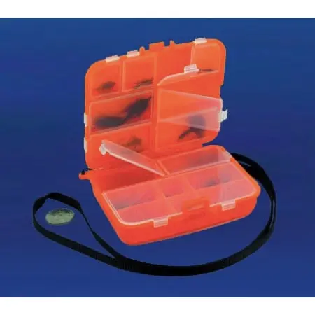 Meiho Orange 11-Section Folding Organizer with Flip Lids and Adjustable Dividers