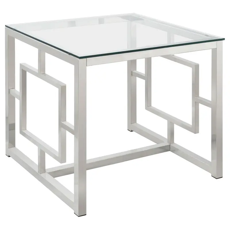 Merced Modern Glass-Top Metal Accent Table with Sleek Silhouette