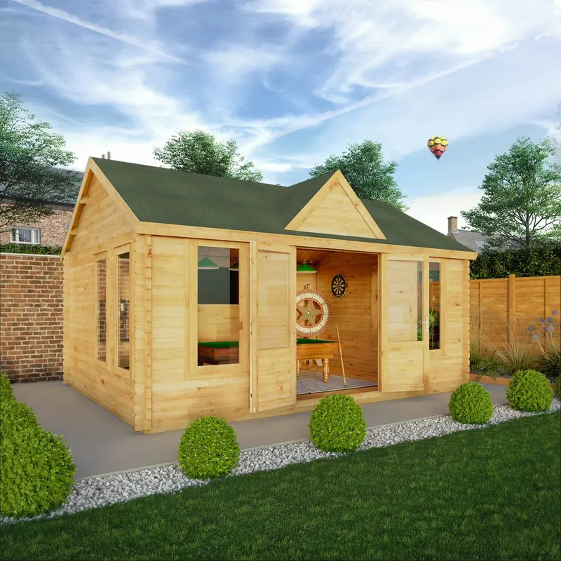Mercia Clock Tower Apex Log Cabin – 13’7″ x 17’6″, 44mm Premium Loglap Cladding