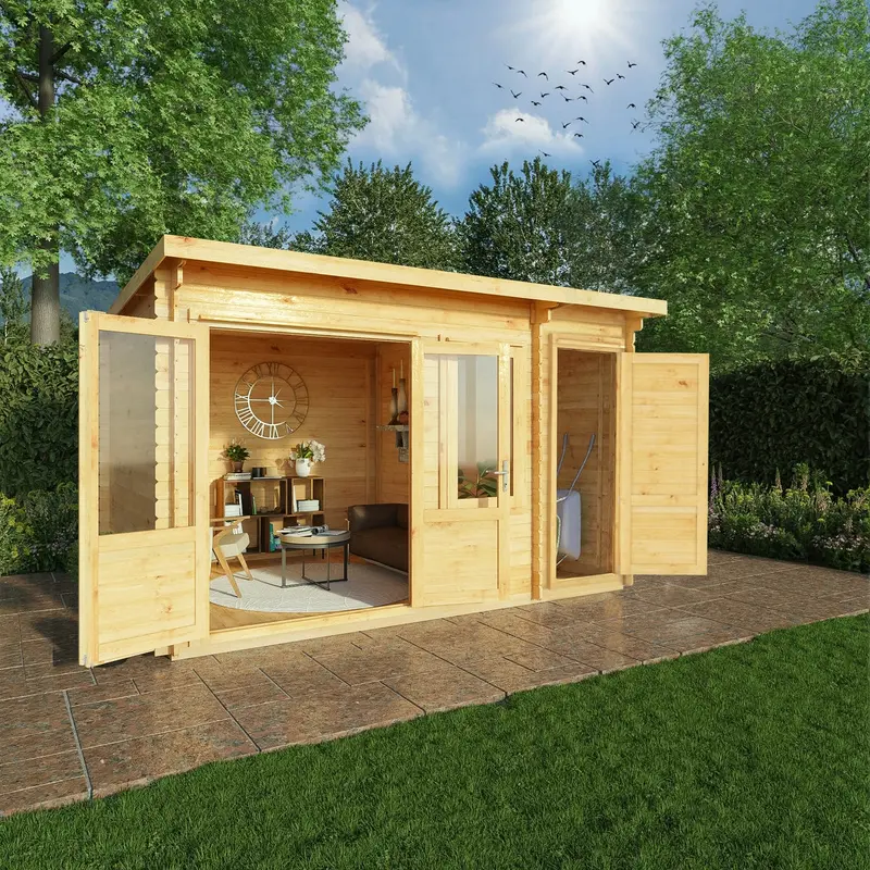 Mercia Elite 10’11” x 13’6″ Pent Log Cabin – 28mm Loglap Cladding