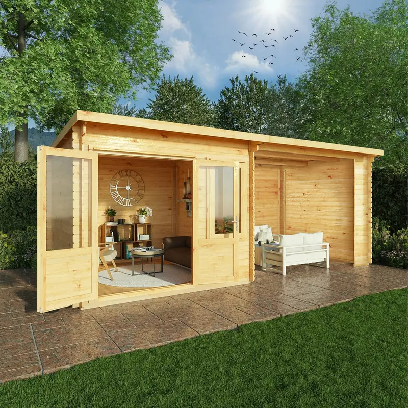 Mercia Elite 10’11” x 19’4″ Pent Log Cabin – 28mm Loglap Cladding