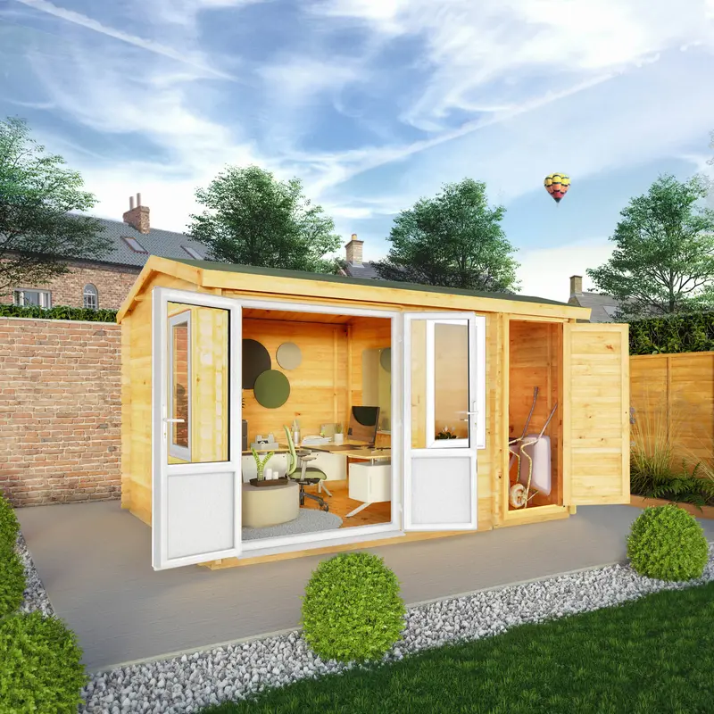 Mercia Elite 10’3″ x 13’7″ Apex Log Cabin – 44mm Loglap Build, White UPVC Glazing
