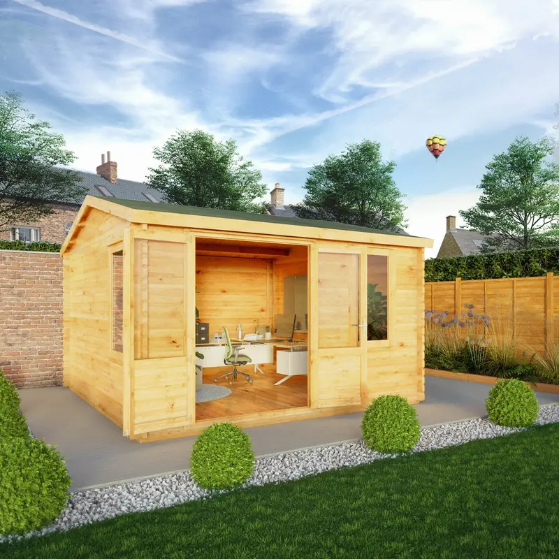 Mercia Elite Apex Log Cabin – 13’7″ x 13’2″, 28mm Loglap Cladding
