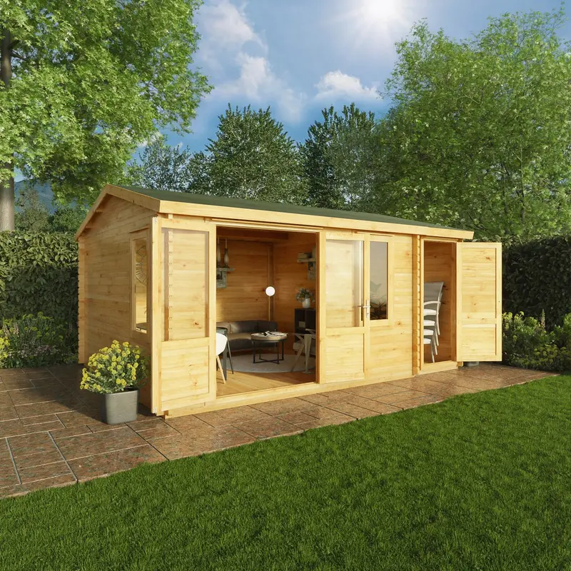 Mercia Elite Apex Log Cabin – 13’7″ x 16’11”, 28mm Loglap Cladding