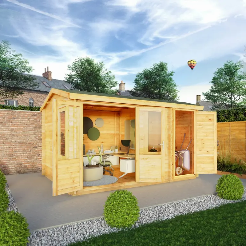 Mercia Elite Pent Log Cabin – 10’3″ x 13’7″, 34mm Loglap Cladding