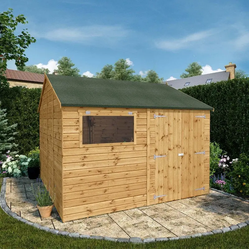 Mercia Premier Reverse Apex Workshop – 9’9″ x 10′, Pressure-Treated Shiplap