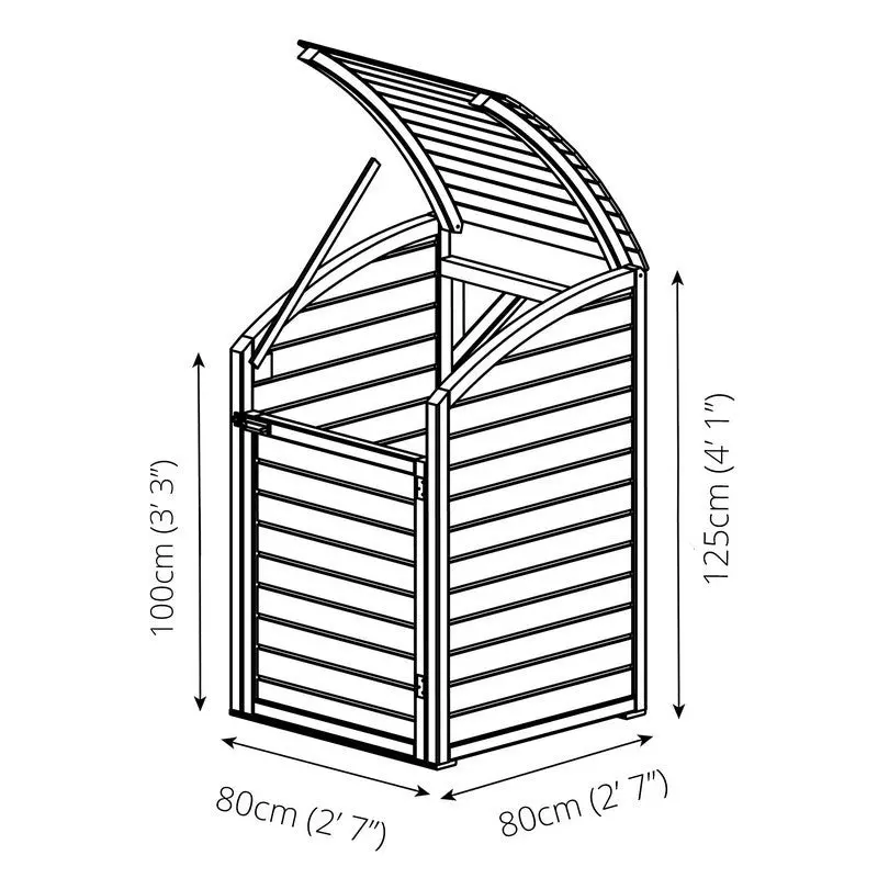 Mercia Small Curved Bin Enclosure – 2’7″ x 2’7″ Pressure-Treated Slats