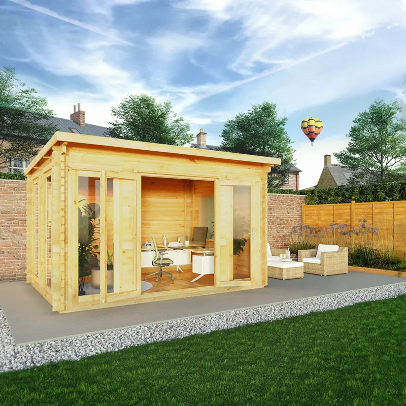 Mercia Studio 10’11” x 13’2″ Pent Log Cabin – 28mm Loglap Cladding