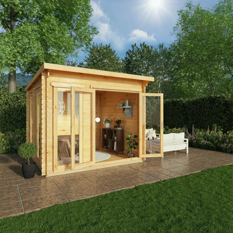 Mercia Studio 9’11” x 9’11” Pent Log Cabin – 34mm Loglap Cladding