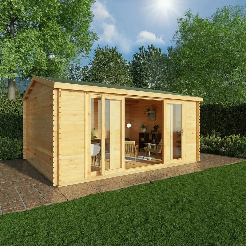 Mercia Studio Apex Log Cabin – 13’7″ x 16’6″, 34mm Loglap Cladding