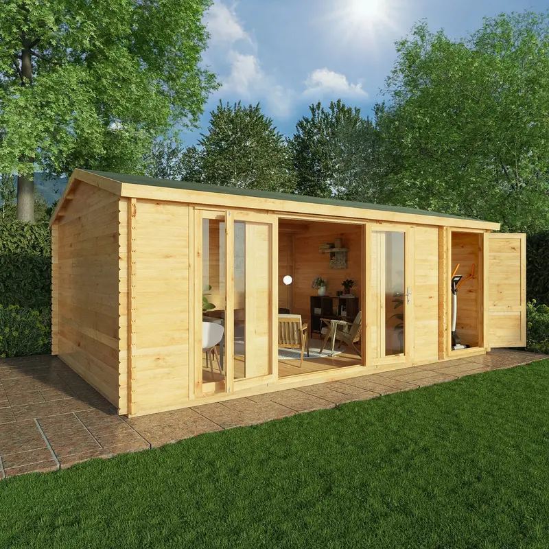 Mercia Studio Apex Log Cabin – 13’7″ x 20’2″, 28mm Loglap Cladding