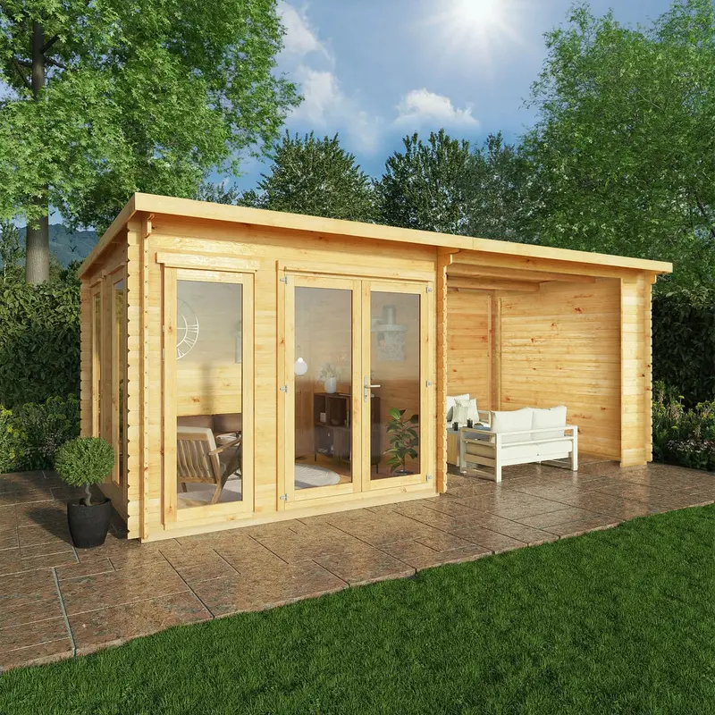 Mercia Studio Pent Log Cabin – 10’11” x 19’4″, 34mm Loglap Cladding