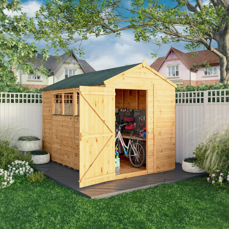 Mercia Woodsman 10’1″ x 6’2″ Apex Storage Shed – Dip-Treated Shiplap & Styrene Glazing