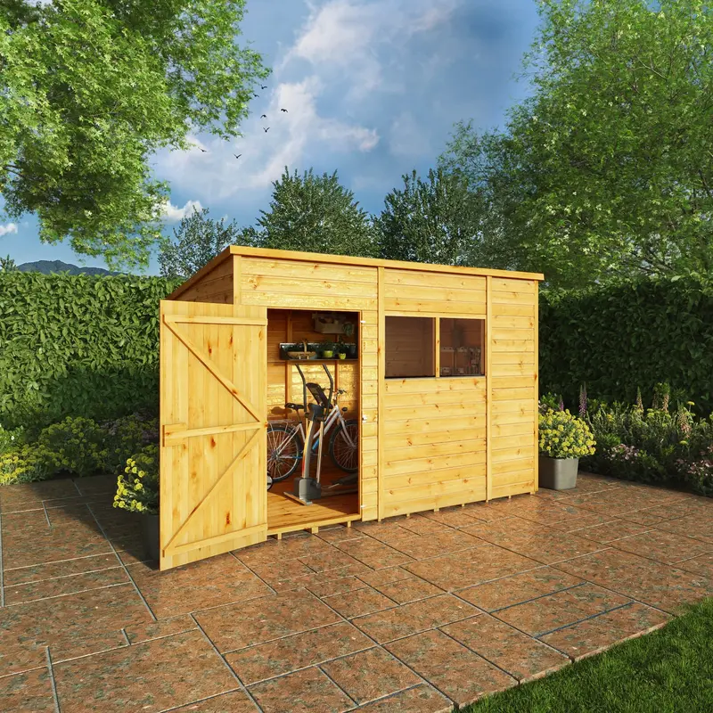 Mercia Woodsman 10’3″ x 6’2″ Pent Roof Shed – Dip-Treated Shiplap with Styrene Windows