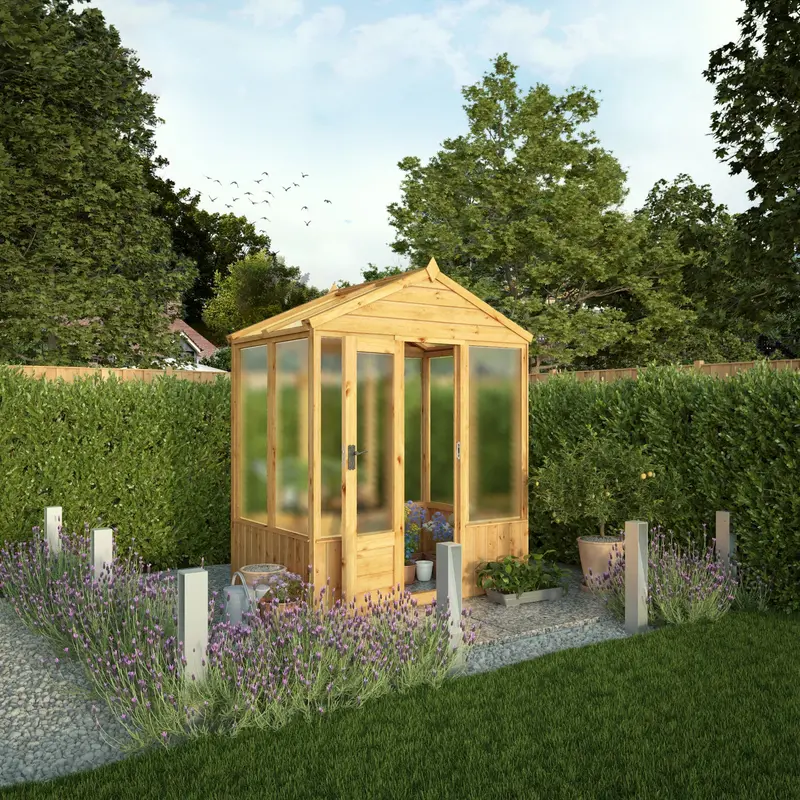Mercia Woodsman 4’3″ x 6’1″ Apex Greenhouse – Dip-Treated Shiplap Structure with Polycarbonate Panels