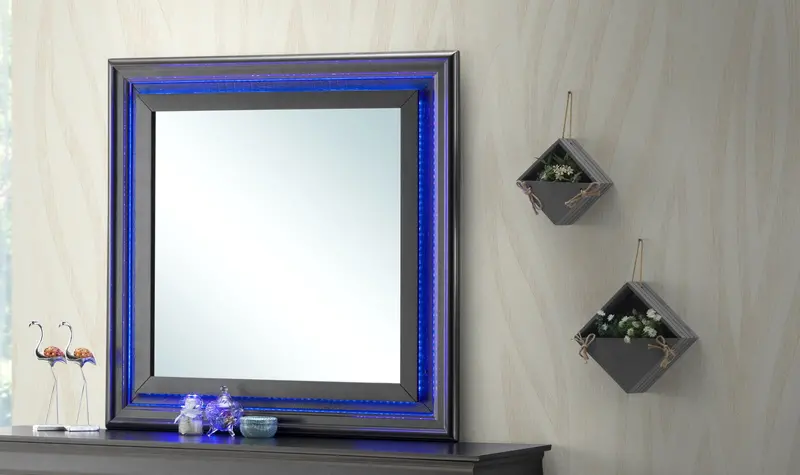 Metallic Black Framed Mirror for Bold Contrast