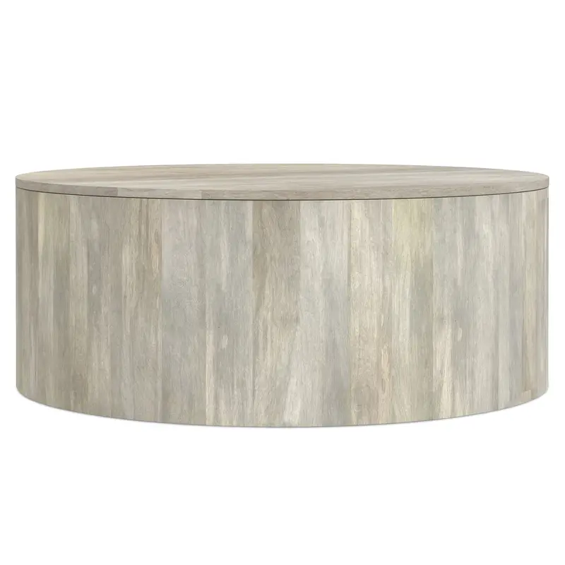Millbury Drum-Shaped Coffee Table – Wood Accent
