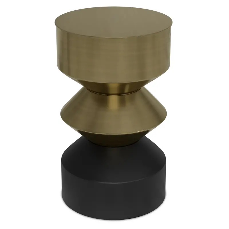 Miller Industrial-Chic Side Table with Black Powder-Coated Frame and Brass Accents