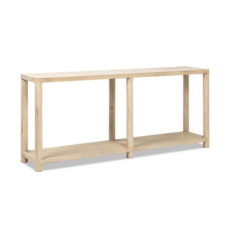 Milo Natural Wood Console Table with Open Lower Shelf