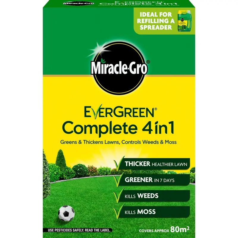 Miracle-Gro 4-in-1 Complete Lawn Feed – 2.8kg for 80m² Coverage