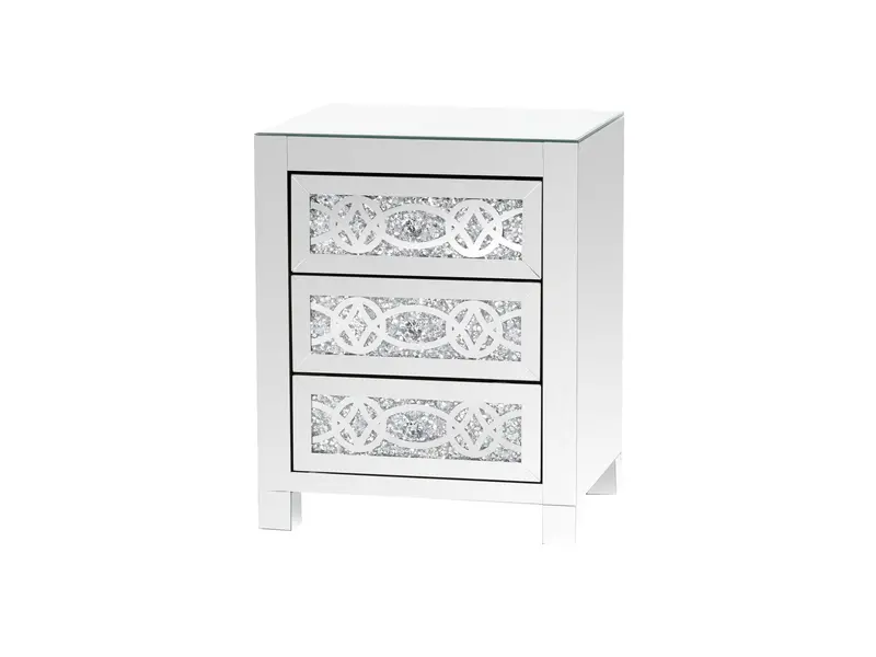 Mirrored Nightstand with Sleek Reflective Finish