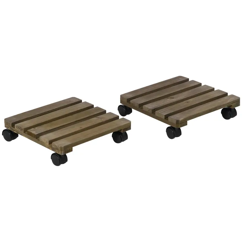 Mobile 2-Pack Plant Stand with Locking Casters – Indoor & Outdoor Use