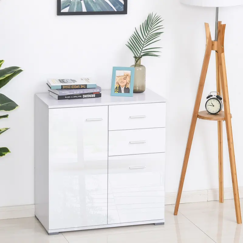 Modern High-Gloss Sideboard Cabinet – Multi-Drawer Storage for Living Room or Bedroom