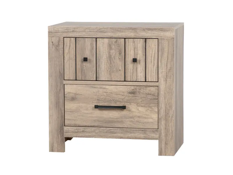 Modern Rustic Nightstand with Two Distressed Wood Drawers