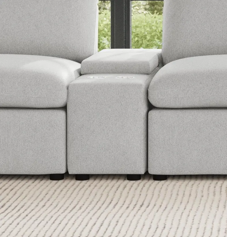 Modular Dark Grey Upholstered Storage Console