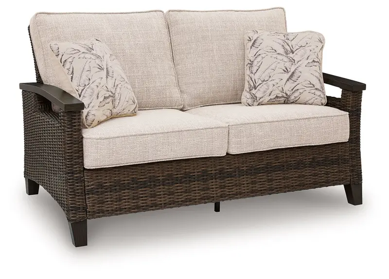 Monterey Point Dark Brown Outdoor Loveseat with Cushioned Seating