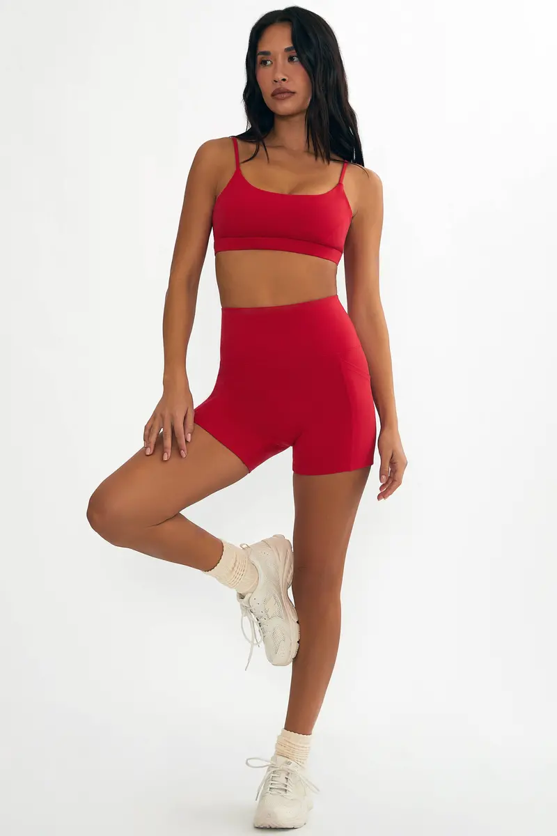 Nali Red Matte Performance Bike Shorts