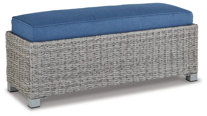 Naples Beach Light Gray Bench with Cushioned Seat