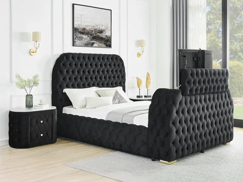 Natalia Black Upholstered Bed