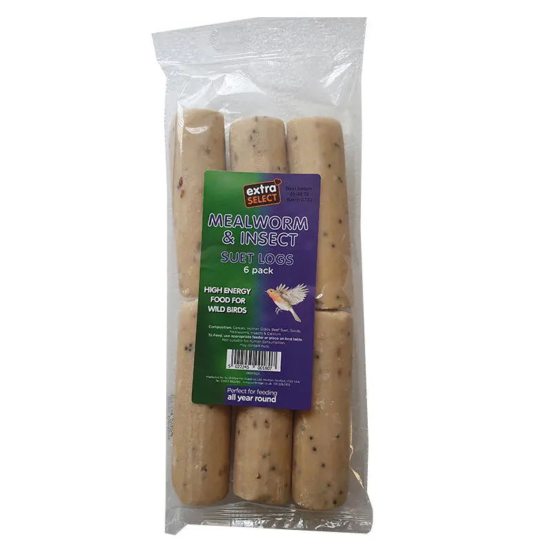 Nature Watch Premium Suet Logs – Insect & Mealworm Blend, 6-Pack