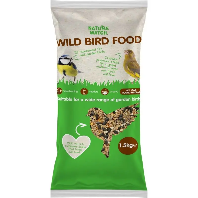 Nature Watch Wild Bird Food Mix – 1.5 kg High-Energy Blend for Year-Round Feeding