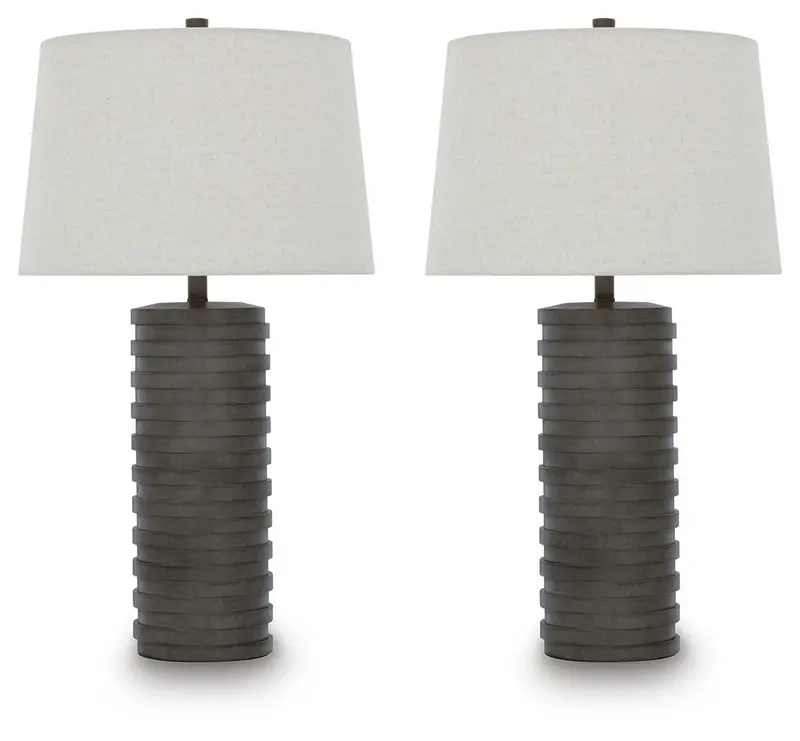 Neilett Antique-Brown Polyresin Table Lamps – Set of 2