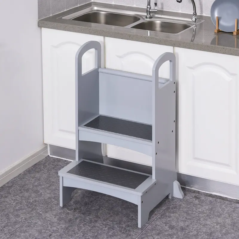 Non-Slip Wooden Step Stool for Kids – Kitchen Helper for Ages 3–8