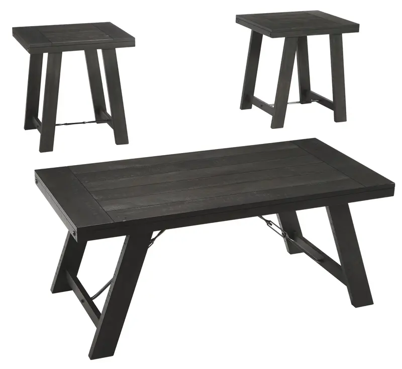 Noorbrook Black-and-Pewter Occasional Table Set (3-Piece)