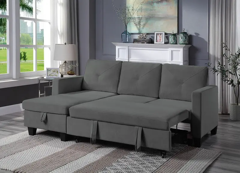 Nova Reversible Sleeper Sectional with Chaise Storage and Dual-Position Seating