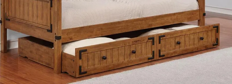 Oakdale Rustic Honey Wood Trundle Bed with Storage
