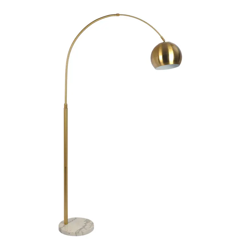 Oasis Adjustable Gold Floor Lamp with Marble Base and Long Arm Design