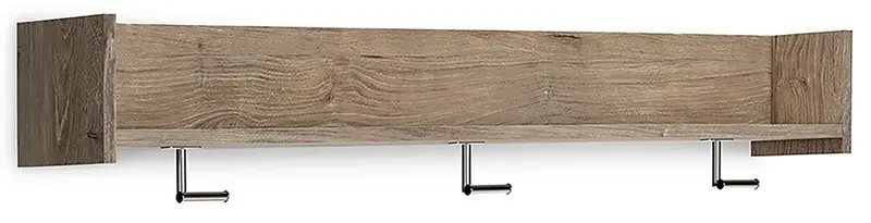 Oliah Natural Wood Wall-Mounted Entryway Organizer with Shelf