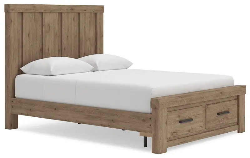 Oliandon Panel Storage Bed with Under-Bed Drawers and Clean Lines