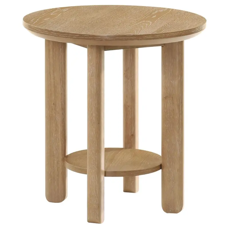 Ottowa Round Wooden Accent Table with Lower Shelf