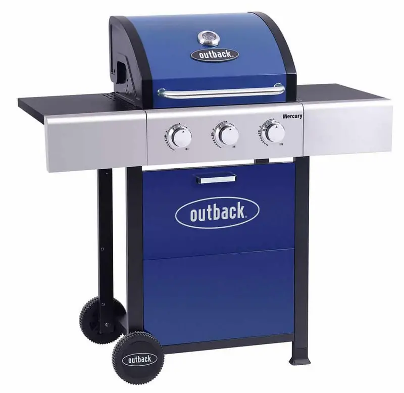 Outback Mercury 3-Burner Propane BBQ – Durable Steel & Enamel, 121 cm