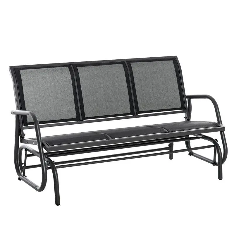Outsunny 3-Person Glider Bench with Metal Frame for Patio or Garden Use
