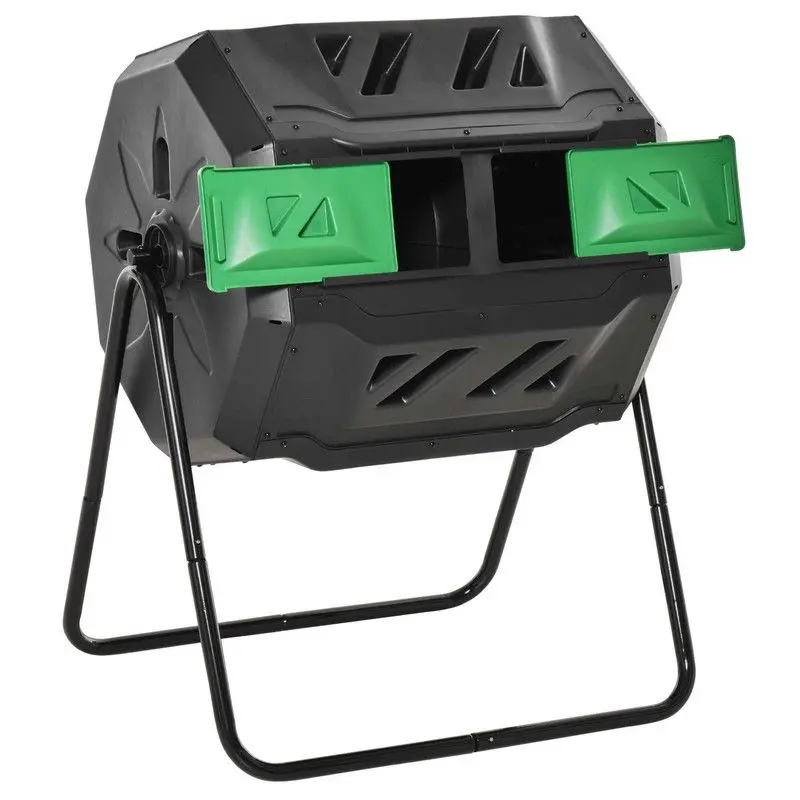 Outsunny Dual-Chamber Tumbling Compost Bin – 160L Rotating Outdoor Composter